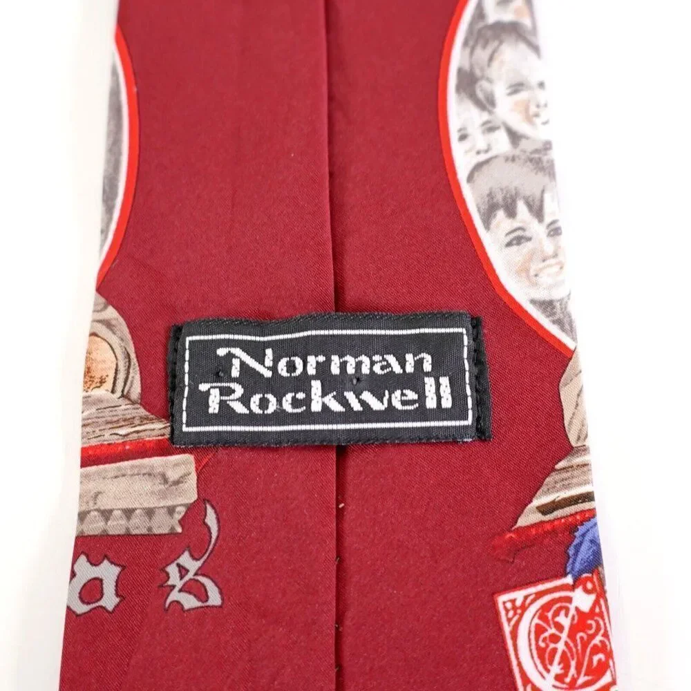Norman Rockwell Red Christmas Santa‎ Polyester Tie 